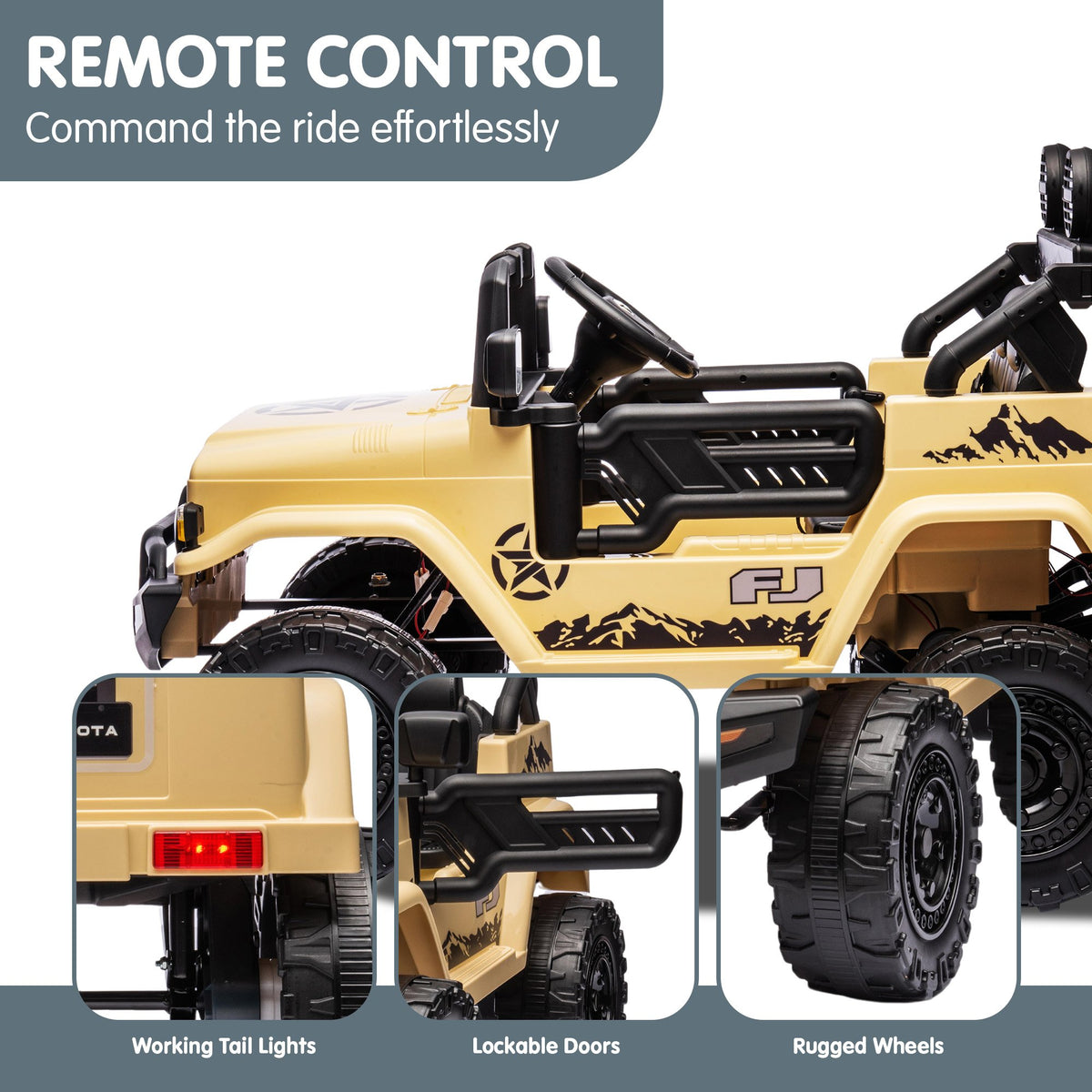 Toyota FJ Cruiser 12V Kids Electric Ride-On Car, Khaki
