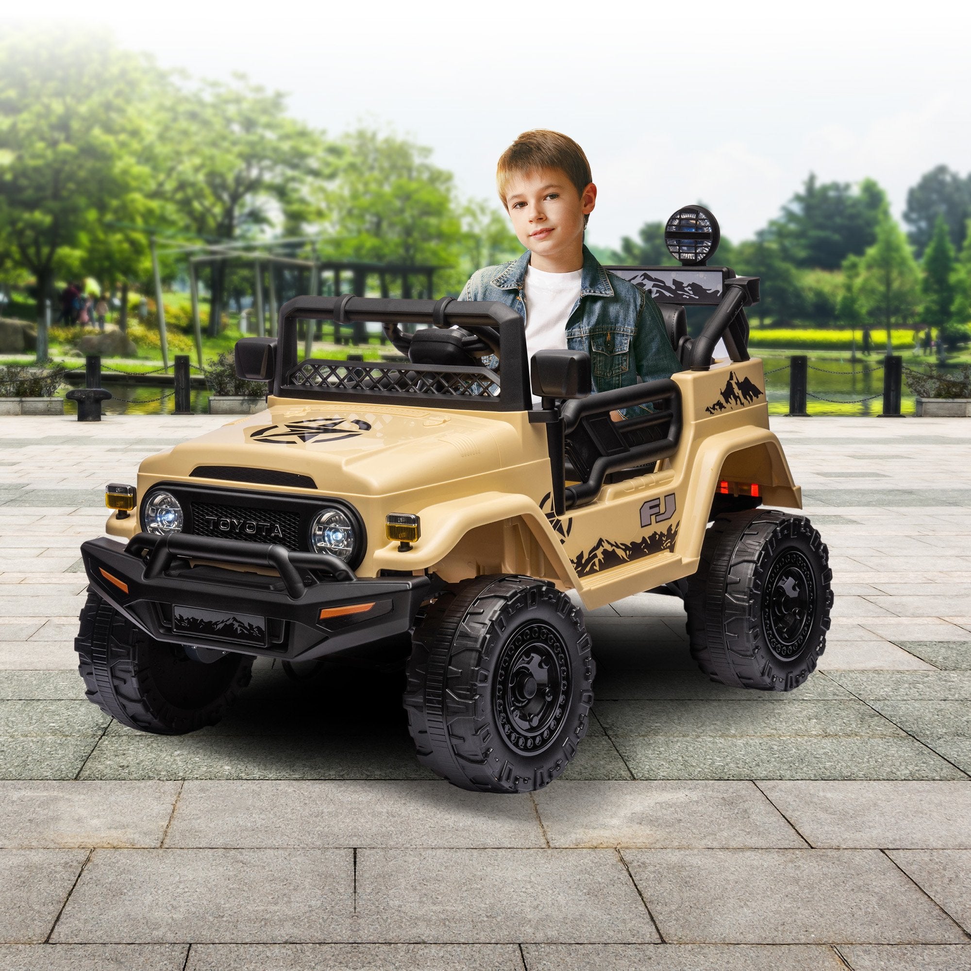 Toyota FJ Cruiser 12V Kids Electric Ride-On Car, Khaki