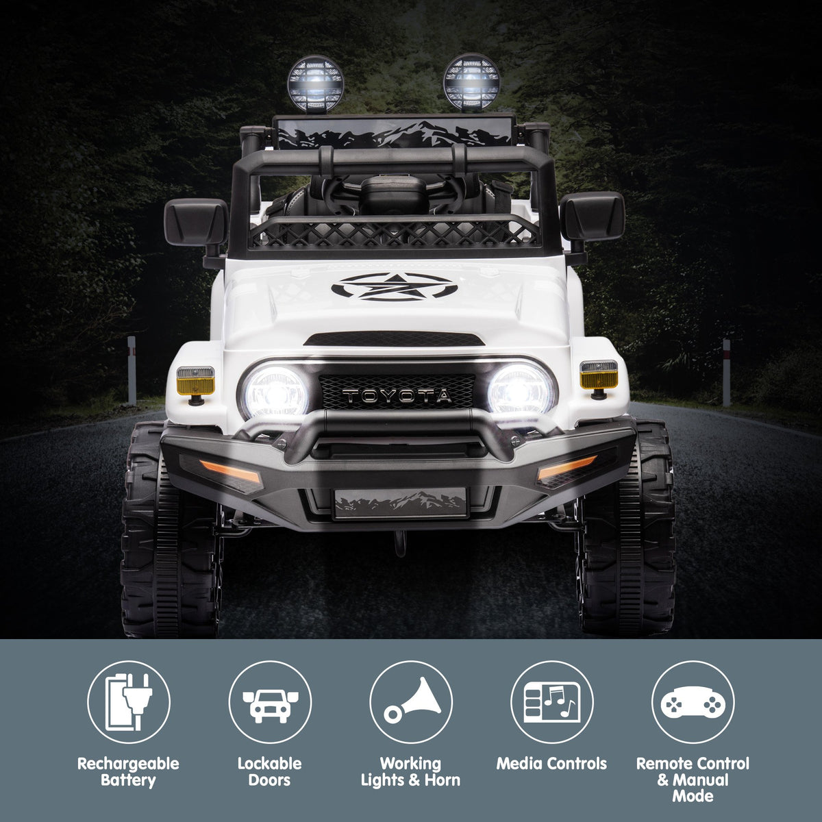 Toyota FJ Cruiser 12V Kids Electric Ride-On Car, White