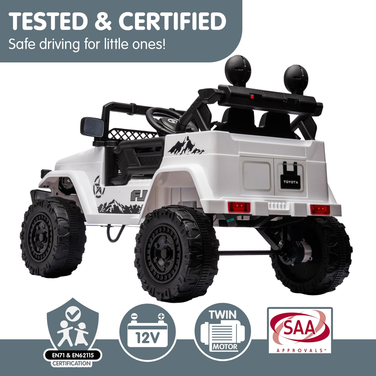 Toyota FJ Cruiser 12V Kids Electric Ride-On Car, White