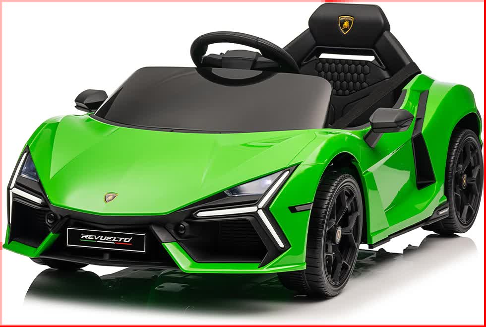 12V Licensed Lamborghini Revuelto Kids Electric Ride On Car with Parental Remote - Green