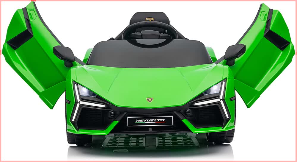 12V Licensed Lamborghini Revuelto Kids Electric Ride On Car with Parental Remote - Green